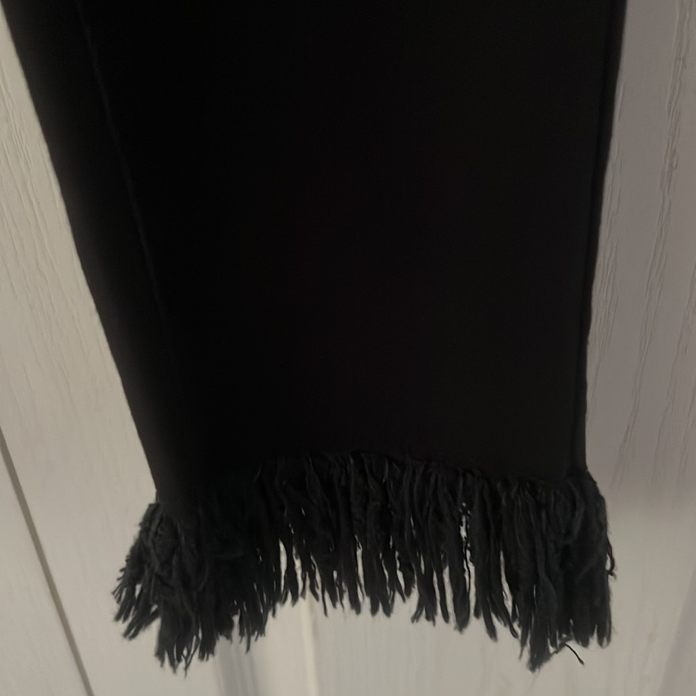 Earl Jeans with fringe and embroidered floral design on back leg. - Picture 6 of 10